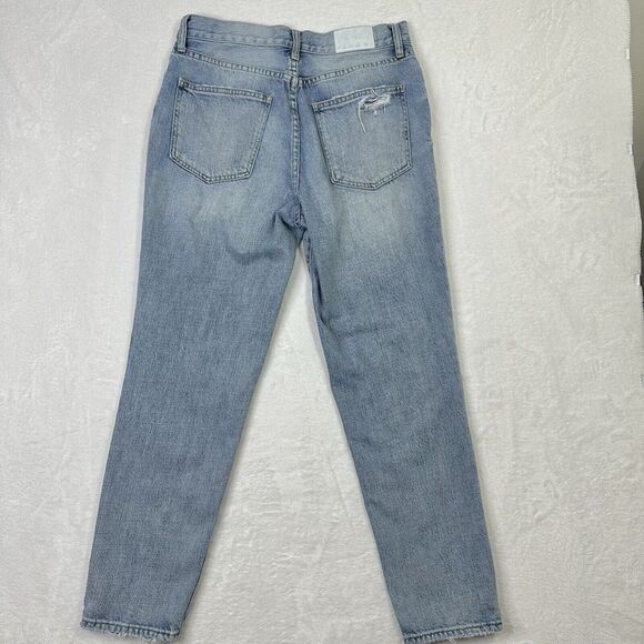 Pistola Jeans Womens 30 Light Fade Distressed Destroyed Worn Straight Stretch - Picture 4 of 11